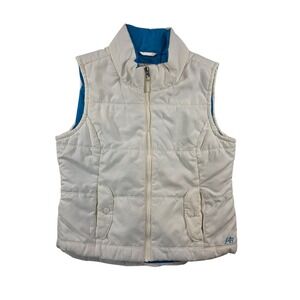 aeropostale White Puffer Vest Women's Large Zip Up‎ Down Sleeveless High Neck